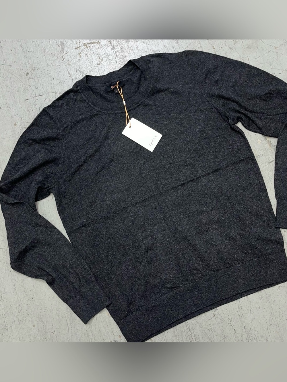Quince Mongolian Cashmere Crewneck Sweater Heather Charcoal Size Large